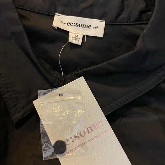 ee:some black button down blouse Size Medium cotton long sleeve shirt oversized - Picture 10 of 12